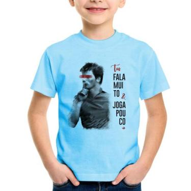 Imagem de Camiseta Infantil Fala muito & Joga pouco - Foca na Moda, Azul bebê, 8