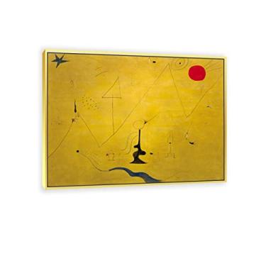 Imagem de JZSDGB Arte de parede com moldura dourada reprodução de pintura famosa - 'hermitageby Joan Miro pôsteres e impressões - arte de parede em tela abstrata imagens de Joan Miro para decoração de casa 20 x