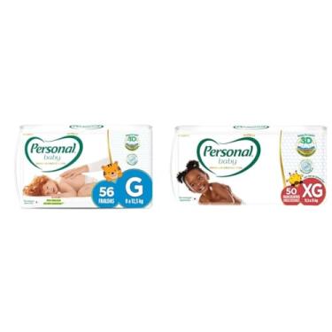 Imagem de Kit Personal Fralda Baby Premium Protection G 56 Unidades + Extra Grande 50 Unidades