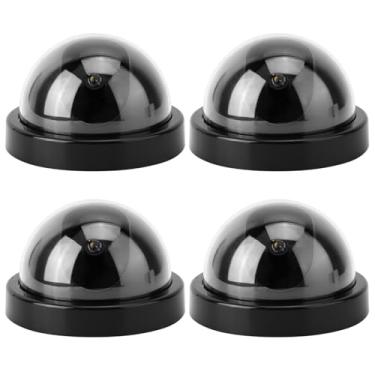 Imagem de Câmeras de Segurança Falsa, Câmera Falsa Câmera de Segurança Falsa 4pcs Câmeras Falsas de Segurança Cctv Câmeras de Cúpula para Negócios Domésticos Externos Com Luz LED Piscante