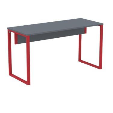 Imagem de Mesa Escritório P25 TUB Pandin 150 cm (Larg) x 70 cm Prof Tampo MDP Grafito Pé Aço Tubular Vermelho