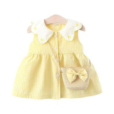Imagem de Vestido Infantil de Algodão Xadrez com Renda - 2 Peças - Verão, 9(18-2