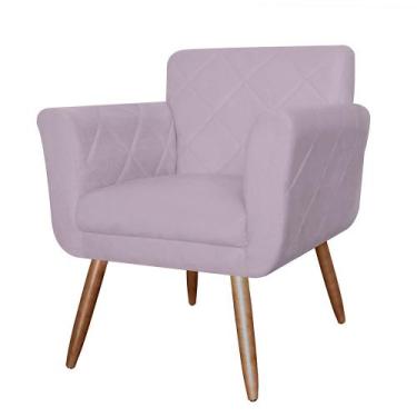 Imagem de Poltrona Isabella Decorativa Estofada Em Tressê Sala Veludo Rose - INC