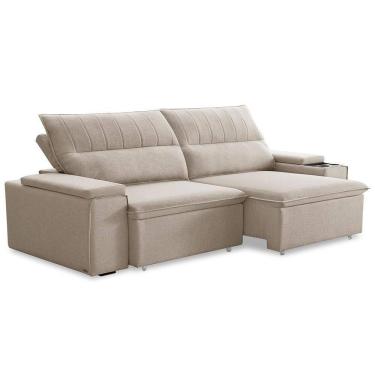 Imagem de Sofá Retrátil Reclinável Para Sala 3 Lugares 205cm Ricci F04 Linho Bege - Lyam Decor