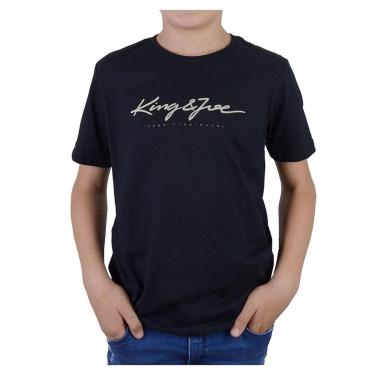 Imagem de Camiseta Infantil Masculina KingJoe Básica Logomania Preta-Masculino