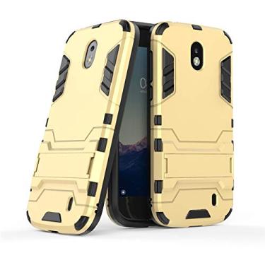 Imagem de Capa MaiJin para Nokia 1 2018 (4,5 polegadas) 2 em 1 à prova de choque com suporte com capa protetora híbrida de camada dupla protetora, Dourado