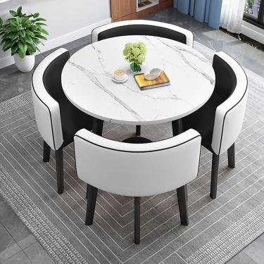 Imagem de Conjunto de mesa e cadeira de bar de café da manhã, mesa redonda de jantar, assento macio para encosto, móveis de estilo moderno, café, cozinha, móveis que economizam espaço, mesas de conferência de