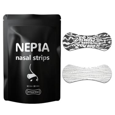 Imagem de Nepia Pacote com 30 tiras nasais extrafortes – suporte de respiração sem látex e sem drogas para desempenho esportivo e conforto diurno | Pacote unissex variado com 2 designs