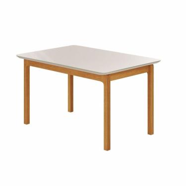 Imagem de Mesa de Jantar Cativa 1,20cm X 0,80cm Retangular 4 Lugares Tampo Mdf com Vidro Cinamono/Off White