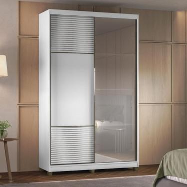 Imagem de Guarda-roupa 2 Portas de Correr com Espelho e 02 Gavetas em 100% Mdf Picasso Branco