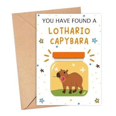Imagem de Cartão de Capivara You Have Found A Lothario - Cartão de Capivara de Aniversário - Broche de Crachá Engraçado de Animais Capivaras - Cartões de Amantes de Capivaras - Anime-se Só Porque Caixa de