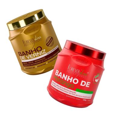 Imagem de Kit Forever Liss Banho de Verniz 1Kg e Banho de Morango 1Kg
