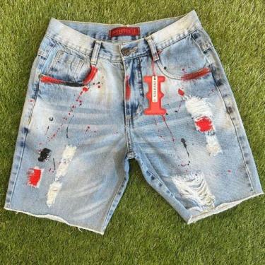 Imagem de Bermuda Jogador Jeans Masculina Curta Premium 100% Algodao Original Ti