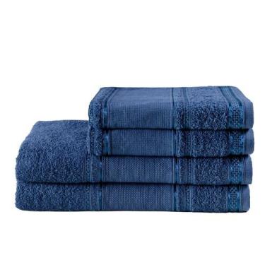 Imagem de Jogo De Toalhas Banho e rosto Slim Plus 4 Peças Barrado - RIFFO STORE,