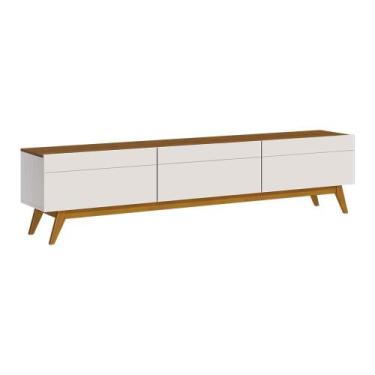 Imagem de Rack Bancada 3 Gavetas 180cm Amy Off White/Freijó G29 - Gran Belo