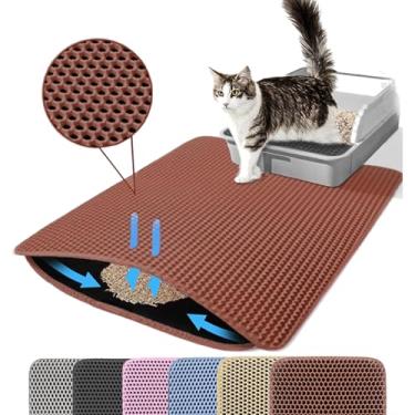 Imagem de Petinstinct Tapete de areia para gatos, 101 x 66 cm, extragrande, favo de mel, camada dupla, tapete de armadilha de areia antiderrapante, impermeável, à prova de urina, suprimentos para gatinhos e
