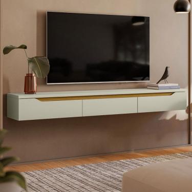 Imagem de Rack para TV Até 65 Polegadas Suspenso Uno 3 Portas Off White/Bege/Cedro/Freijó - Olivar Móveis