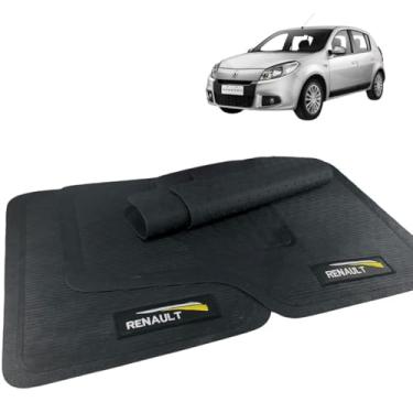 Imagem de Jogo de Tapete Borracha Automotivo Com Logo 5 Peças Bordado Compatível com Sandero 2008 2009 2010 2011