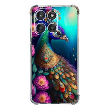 Imagem de Beaucov Capa para Moto G Stylus 2025, colorido pavão mandala flores proteção contra quedas, capa à prova de choque, capa protetora de corpo inteiro resistente a arranhões para Motorola Moto G Stylus