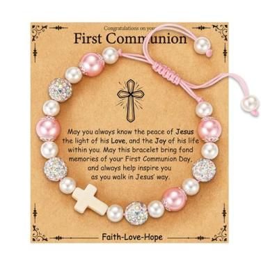 Imagem de VULETO Cesto de Páscoa para meninas e meninos, pulseira de contas de cruz católica cristã cesta de Páscoa presentes para adolescentes e crianças, one size, Sem Pedra Preciosa