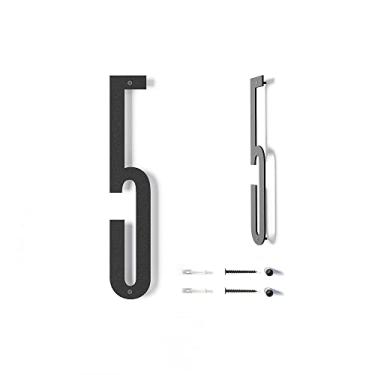 Imagem de Números de casa flutuantes modernos de 30,48 cm | Números grandes de metal para casa ao ar livre | Números de endereço residencial revestidos com preto à prova