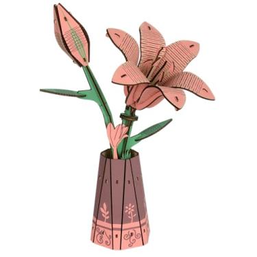 Imagem de 3D Flower Wooden Flower Puzzles Kit for Adults,DIY Flower Building Set Craft Kit for Adults,Mother's Day/Valentine's Day for Mom/Women/Grandma-Pink Lily