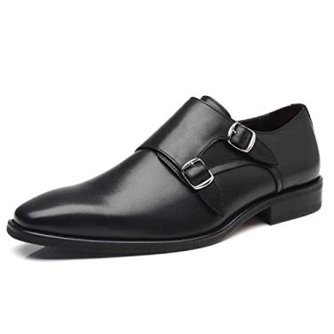 Imagem de La Milano sapato social masculino de couro Oxford com alça dupla e sem cadarço, casual, confortável, casual, Ankle-2-black, 9.5