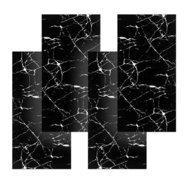 Imagem de Placa Autocolante Vinílica Parede 3D Adesivo Mármore Preto 10 Placas -
