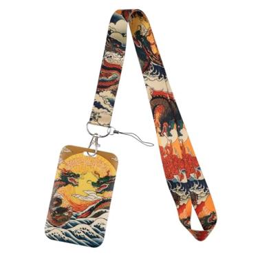 Imagem de Cordão de dragão para crachá de identidade Cool Wave de plástico rígido para cartões de chaveiro, chaveiro de trabalho para mulheres, homens