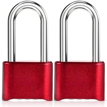 Imagem de Faburo Fechadura de combinação, cadeado de combinação resistente de 4 dígitos, cadeado de combinação à prova d'água para cercas externas, armários, galpões, academia, ferrolhos (manilha longa) (2