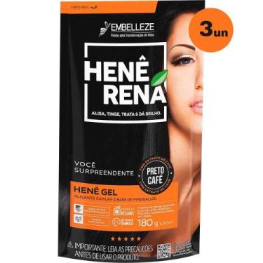 Imagem de Kit c/ 3un Hene Rena Em Gel 180g Preto Café Embelleze - Rená