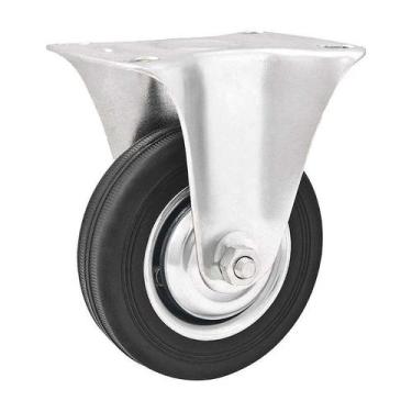 Imagem de Rodízio roda fixo borracha maciça preta 5" 127mm 100kg leve - VONDER