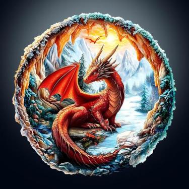 Imagem de Quebra-cabeças de madeira DOCRAGI Crimson Dragon 3D Vision 195 unidade