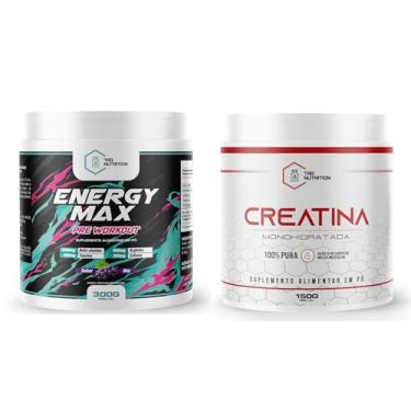 Imagem de Kit Pré-Treino Energy Max 300MG Cafeína Pre Workout + Creatina 150G 100% Pura - 300G - 60 Porções - TAG Nutrition (300G, Uva)