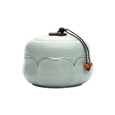 Imagem de Lata de Chá Lata de chá de cerâmica com tampa, recipiente selado para armazenamento em bancada doméstica para açúcar, chá e café Lata de Chá(Green)