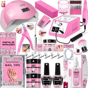 Imagem de Kit Unha Gel Acrigel Fibra Para Iniciantes Completo Cabine Sun 5 estuf