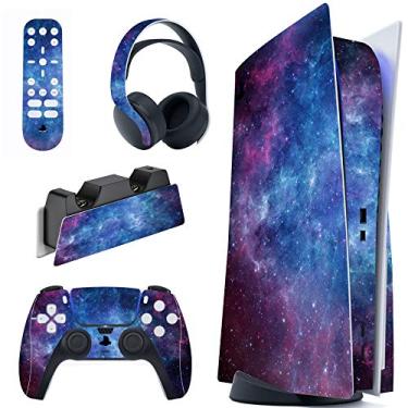 Imagem de PlayVital Conjunto completo de adesivos Magic Sky para console ps5 edição de disco, adesivo de vinil para controle ps5, estação de carregamento, fone de ouvido e controle remoto de mídia
