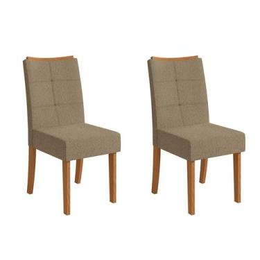 Imagem de Conjunto com 2 Cadeiras Elva Bouclé Fendi e Canela - Kappesberg