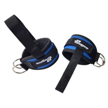 Imagem de Tornozeleira Crossover com Alça para os Pés Pentágono, Dupla Fivela 40mm, Reforçada e Grossa, para Treino de Glúteo, Perna e Coxa, Uso em Polia e Aparelhos de Academia (Azul Royal)