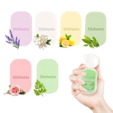 Imagem de RAQEHO 300 Folhas De Sabonete Papel Para Viagem - Pacote Com 6 Unidades, Refis Espuma As Mãos 1 Caixa Portátil, Mini Flocos Descartáveis Perfumados Lavar, Itens Essenciais Viagem, Acampamento E Cami