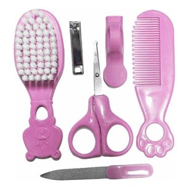 Imagem de Kit Higiene Bebê Escova Pente Lixa Tesoura Cortador Unha RS - Art Baby