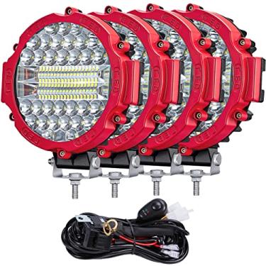Imagem de OfleGold Luzes Redondas De Led Off-Road 7", 201 W, 15.000 Lm, Luz Trabalho Para Trator Com Chicote Elétrico, Lâmpada Neblina Direção Caminhonete, Suv, Atv, Utv E Golfe, 4 Peças