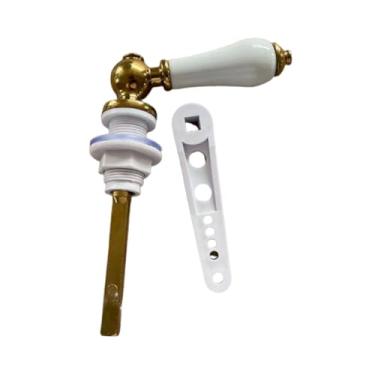 Imagem de FLCPJGV Alça de descarga de metal e cerâmica para vaso sanitário, estilo antigo, 5,9 x 4,1 polegadas, acessórios, peças de reposição