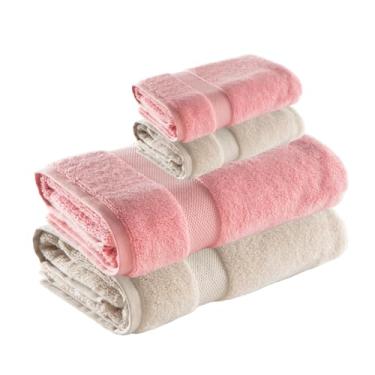 Imagem de Jogo de Toalha de Banho e Rosto Super Soft Zero Twist, 4 pe�as, Algod�o, Toque Macio, 500g/m�, Altihaus, Alta Absor��o, Durabilidade (Bege/Rosa)
