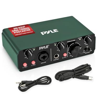 Imagem de Pyle Interface De Áudio Usb Para Gravação, Streaming E Podcast, 2 Entradas Saídas, Alimentação Fantasma 48 V, Asio 24 Bits/192 Khz, Som Com Qualidade Estúdio, Chassi Metal Resistente - Compatível Wi
