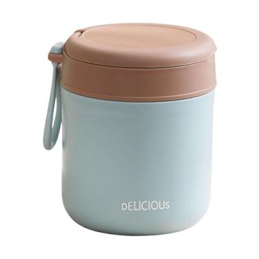 Imagem de ＫＬＫＣＭＳ Pote de Sopa com Tampa e Colher, Recipiente para Almoço Térmico, Azul