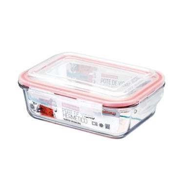 Imagem de Pote de Vidro Retangular com Tampa Hermética, 1040ml, 22x17x8cm, Vidro Borosilicato