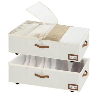 Imagem de StorageWorks Armazenamento sob a cama com rodas removíveis, recipientes de armazenamento embaixo da cama de 25 cm com tampa, organizador de roupas de 90L para cobertores, suéteres, roupa de cama