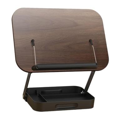 Imagem de UGPLM Suporte para livros para leitura Suporte ajustável para livros portátil dobrável para laptop Base resistente de mesa para notebook, Preto