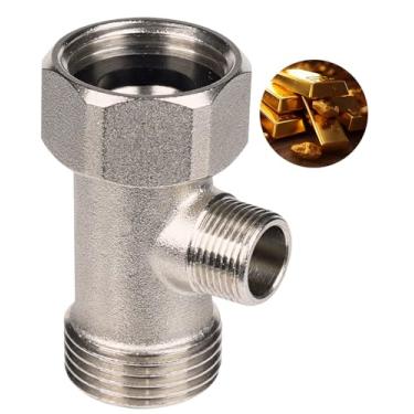 Imagem de Hibbent Adaptador de bidê T, válvula T de metal para bidê (7/20.3 cm x 7/20.3 cm x 3/20.3 cm), acessório de bidê de conector em T de 3 vias para vaso sanitário.